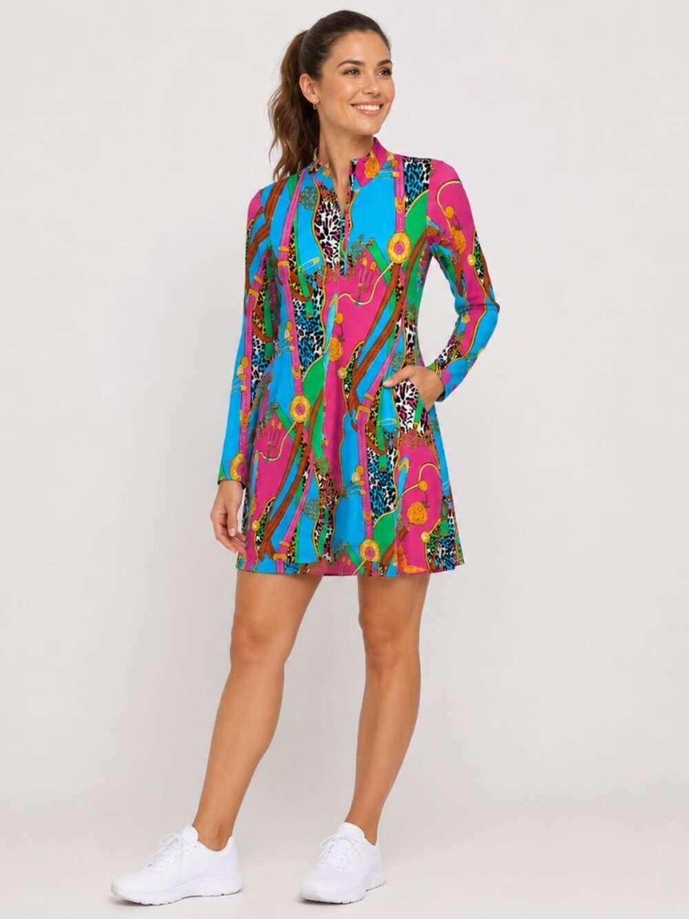 Gottex Life Style 1/4 Zip Dress Womens XS Multicolor Outdoor Golf Athleisure